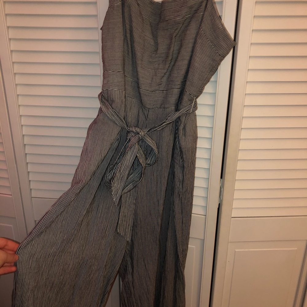 Black and White Striped Jumpsuit